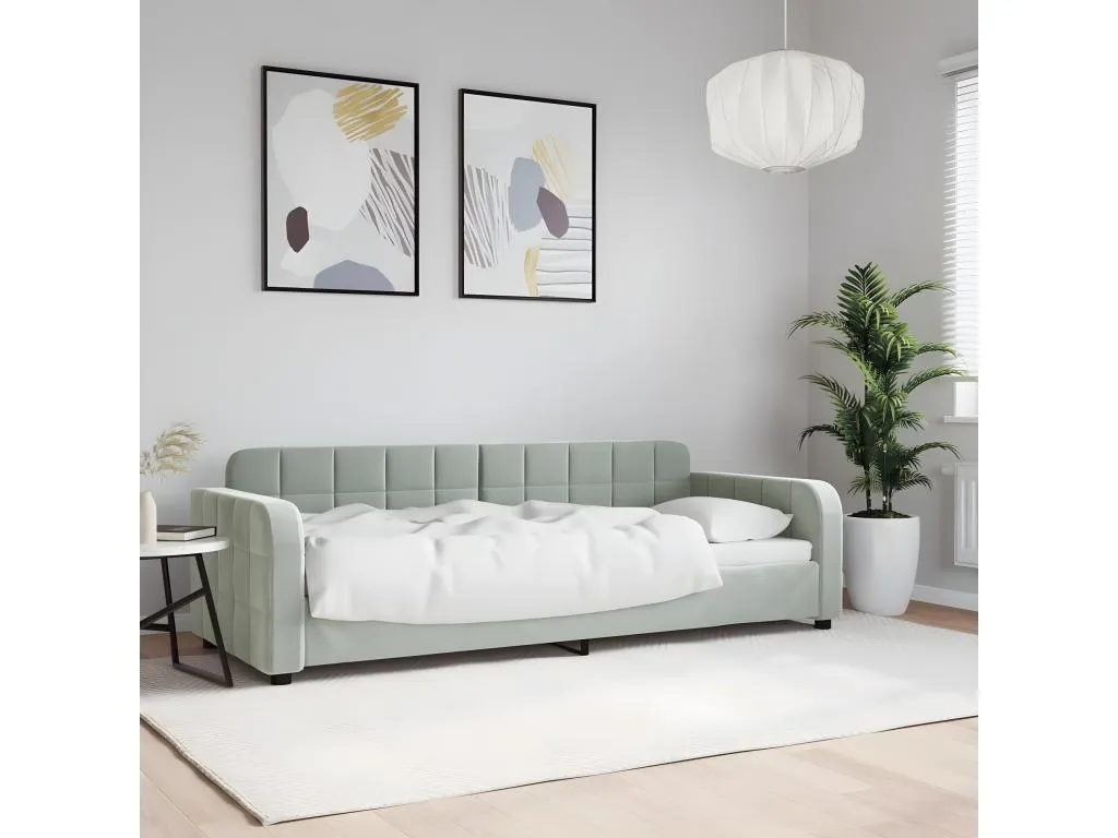 Sofá cama sin colchón terciopelo gris claro 80x200 cm 72636TVQA
