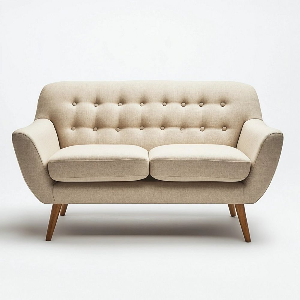 Sofá Dos Plazas Tapizado Tela Salón 140cm Beige