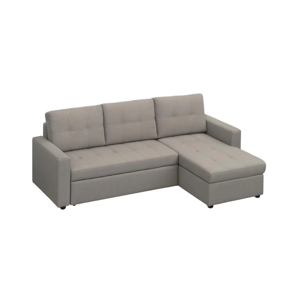 Sofá cama chaise longue reversible con arcón gris claro