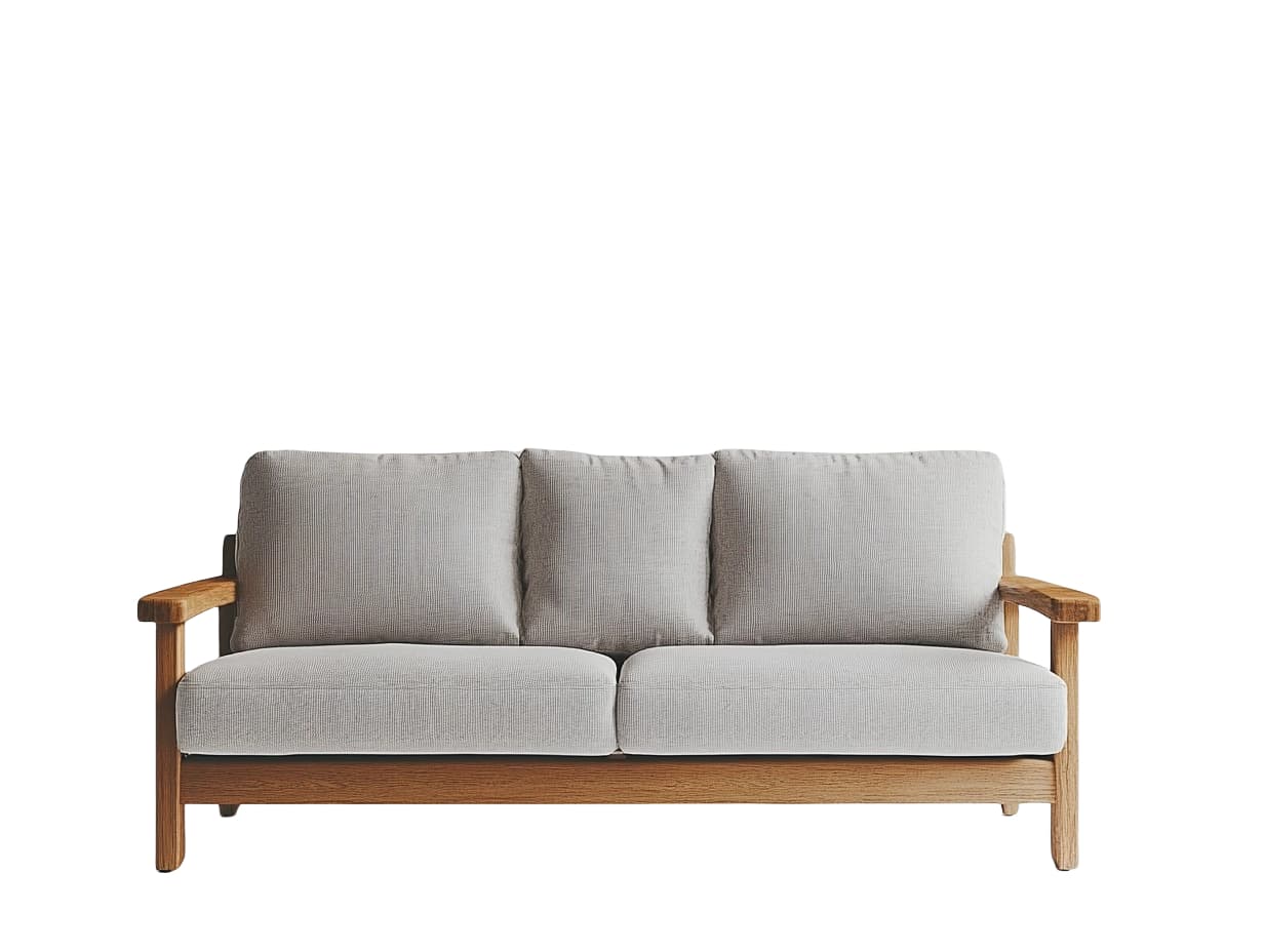 Sofá de Tela Gris con Base de Madera de Roble para 2 Personas