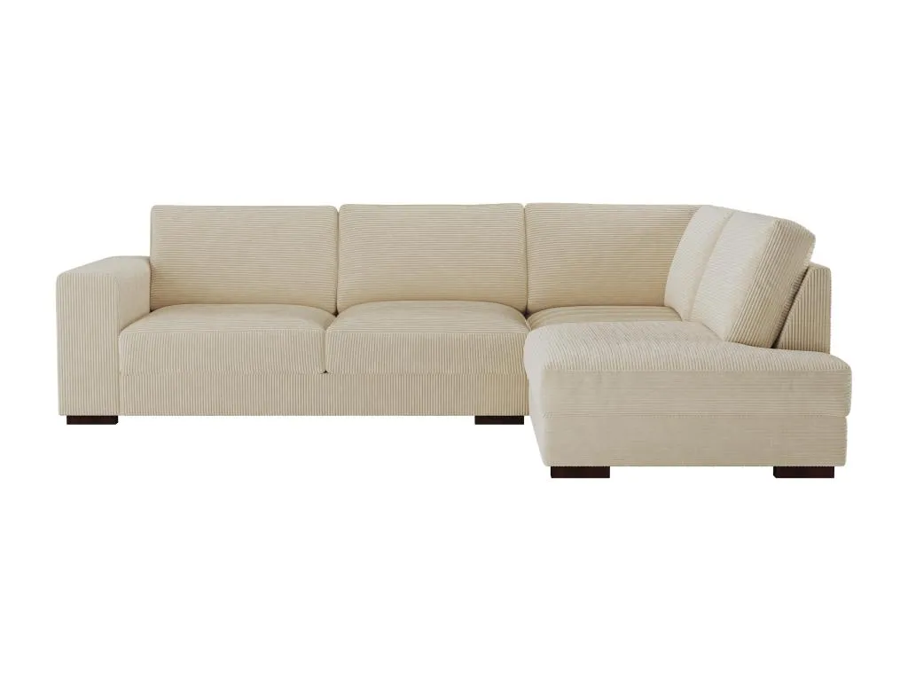 Sofá rinconera derecho de terciopelo beige acanalado Decounico
