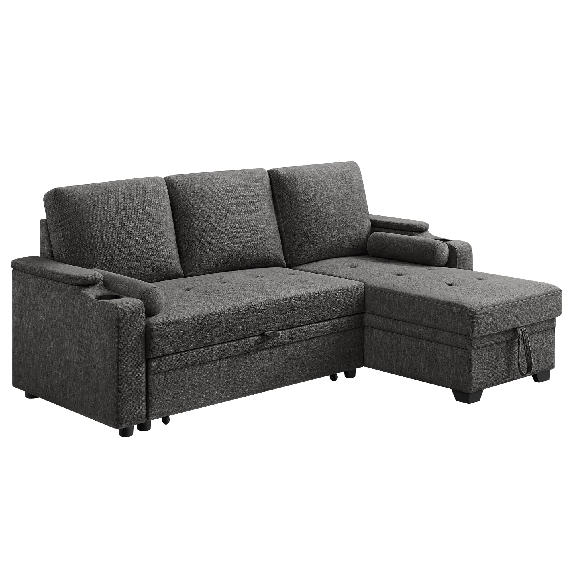 Sofá cama gris con almacenamiento Vasagle