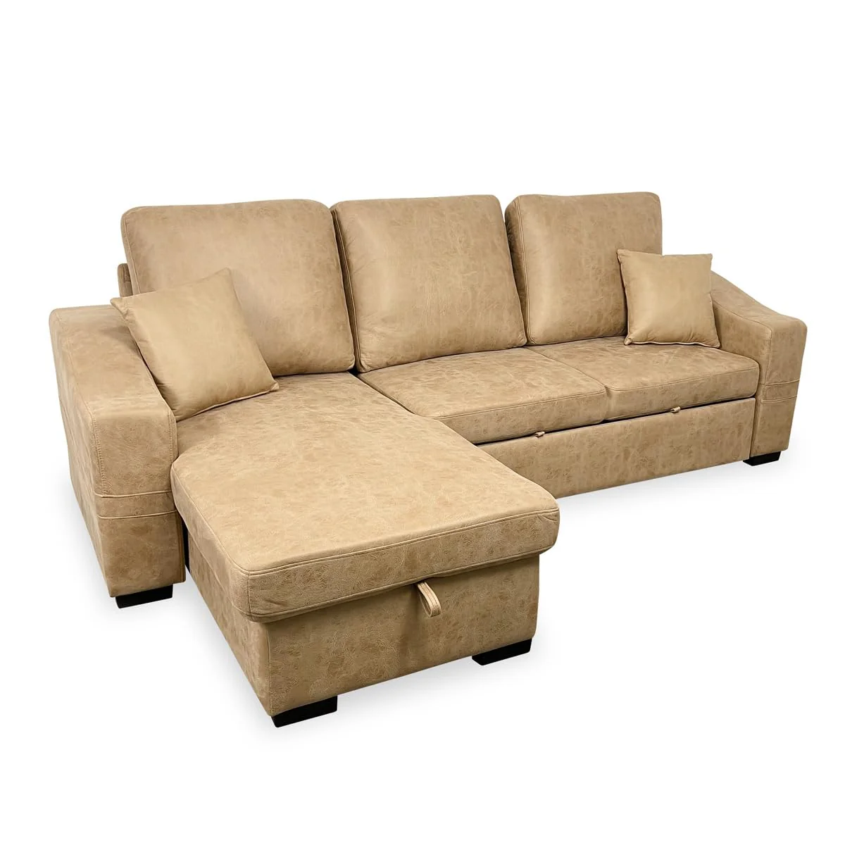 Chaise longue sofá cama reversible con arcón piedra
