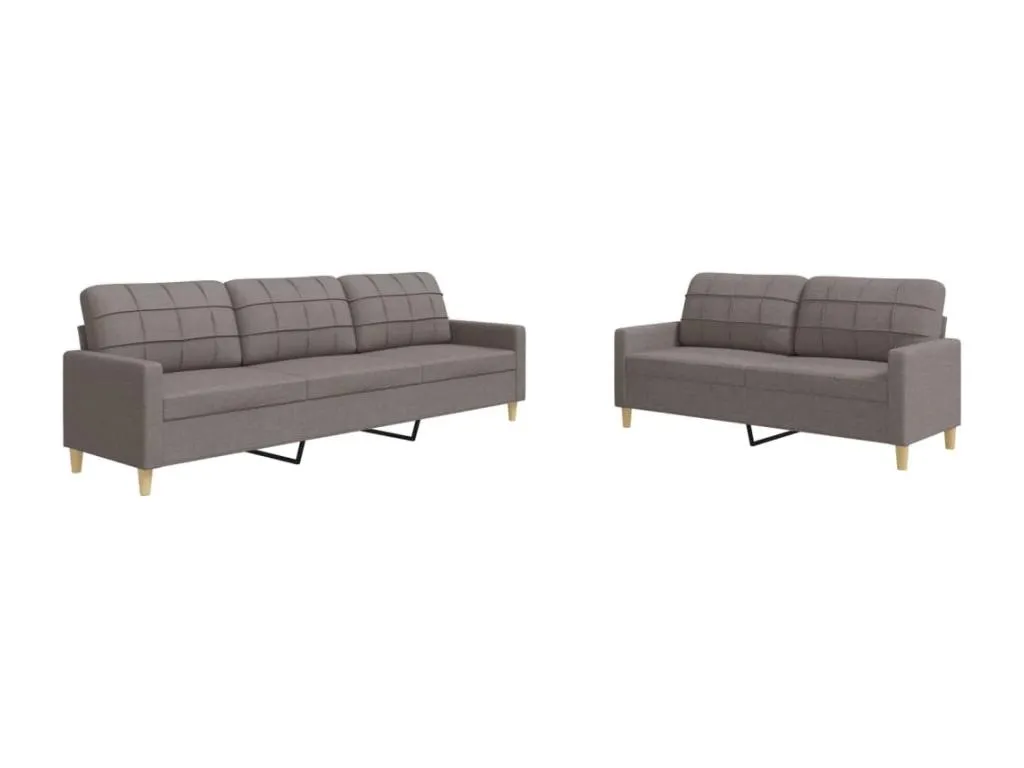 Juego de sofás 2 piezas tela gris taupe TVMM89943